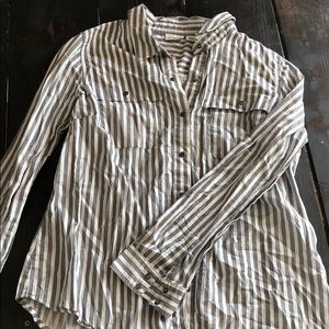 Cato grey and white button down shirt
